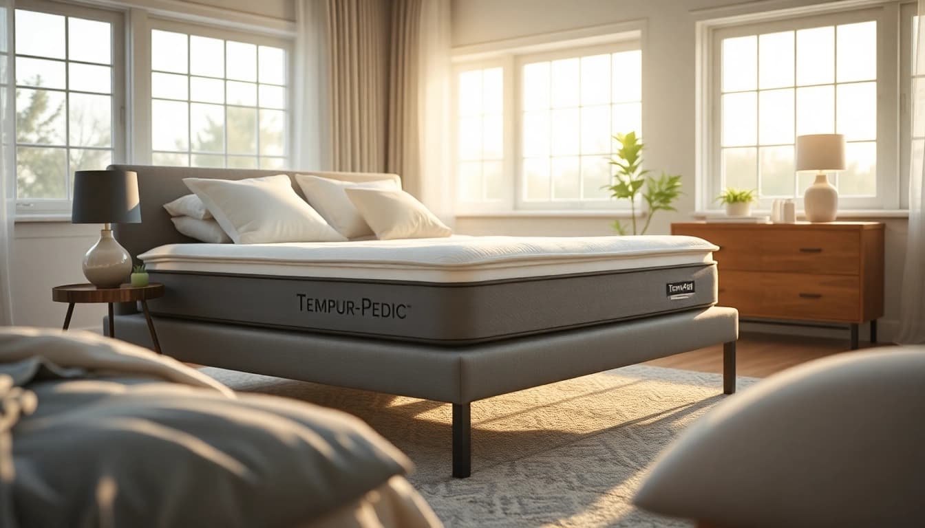 Experience comfort with the Tempur-Pedic Tempur-Adapt mattress featured in a cozy bedroom.