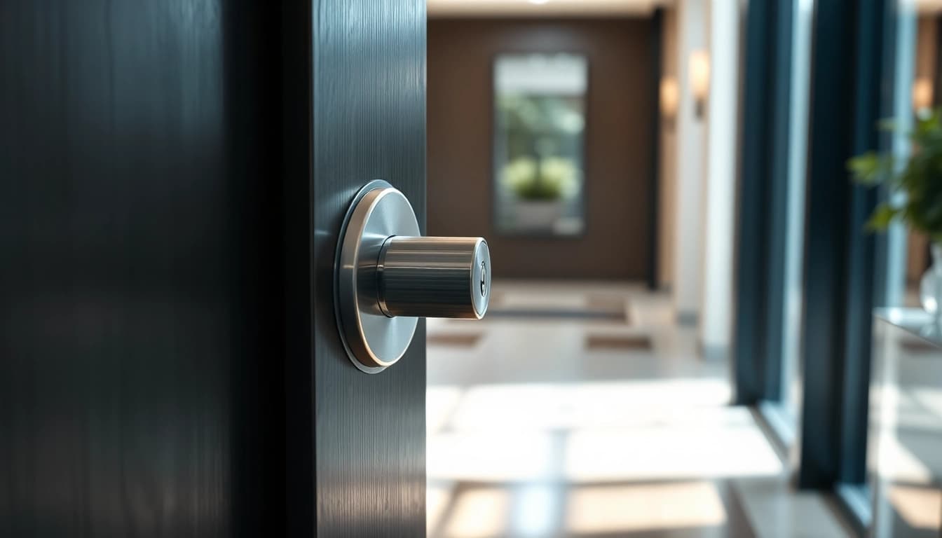 Locksta in a high-quality metallic finish on a modern door with unique design features.