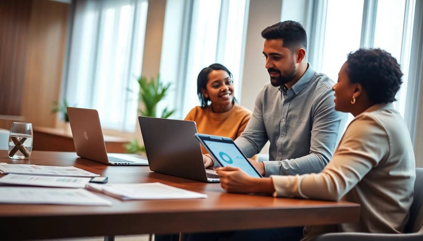 Understand life insurance options with a professional financial advisor guiding a diverse couple.