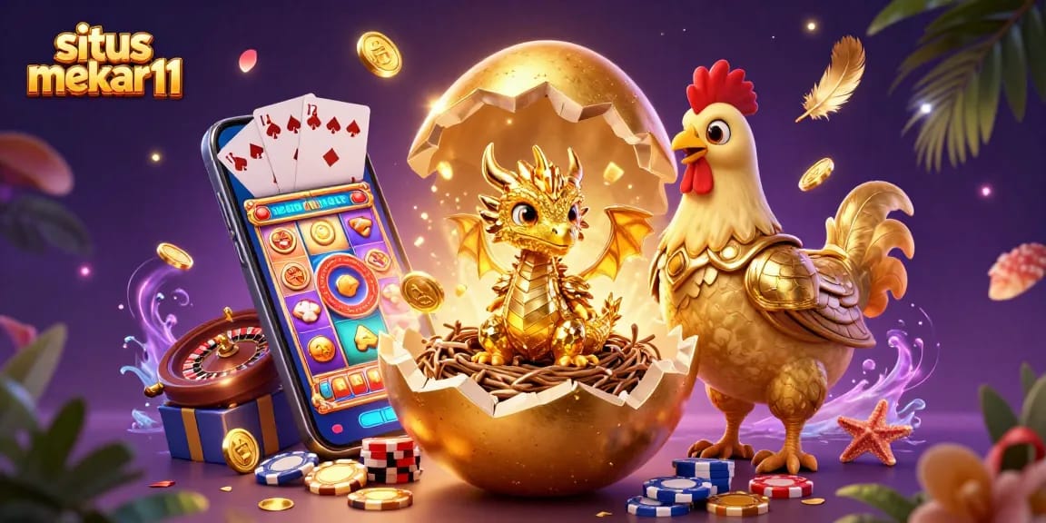 Experience thrilling jackpots with situs mekar11, featuring a dazzling golden dragon surrounded by casino elements.