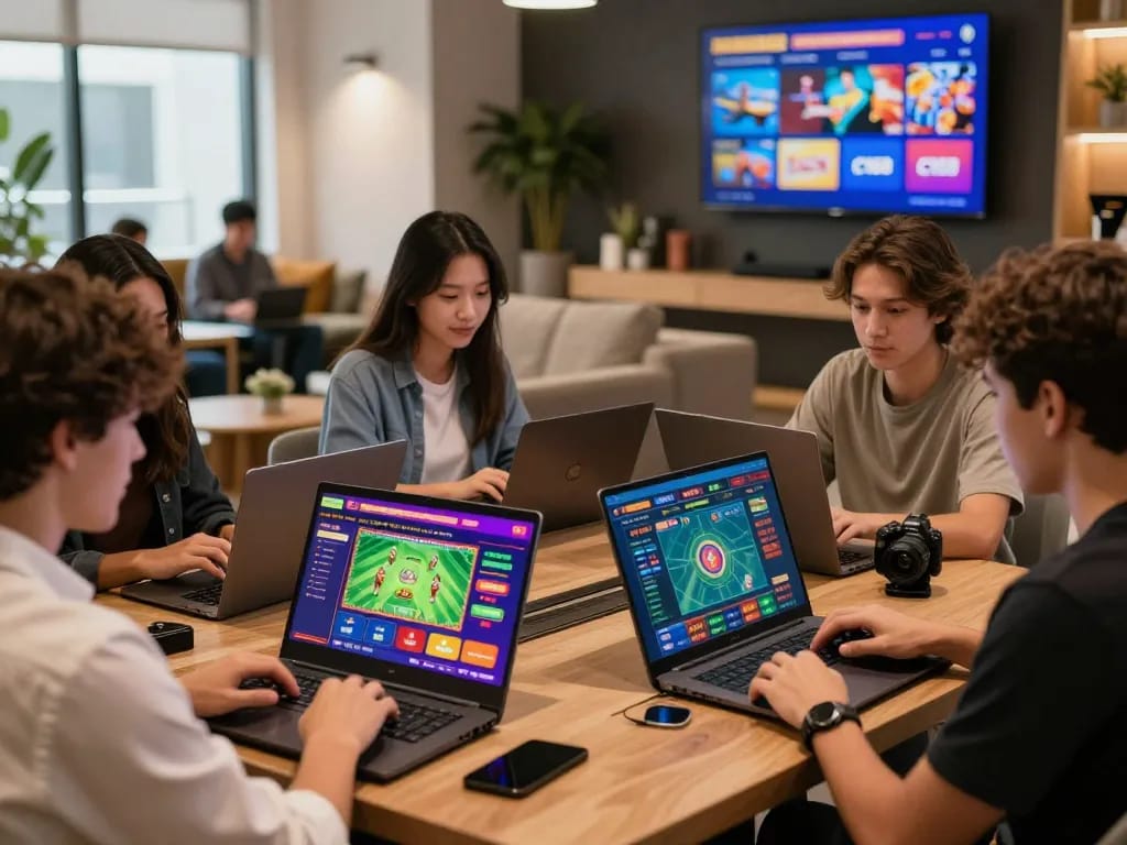 Excited users engaging with C168 online gambling platform showcasing vibrant betting interfaces.