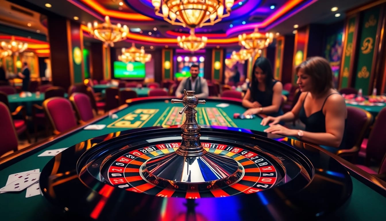 Players experiencing excitement at LC 88 casino tables with vibrant ambiance.