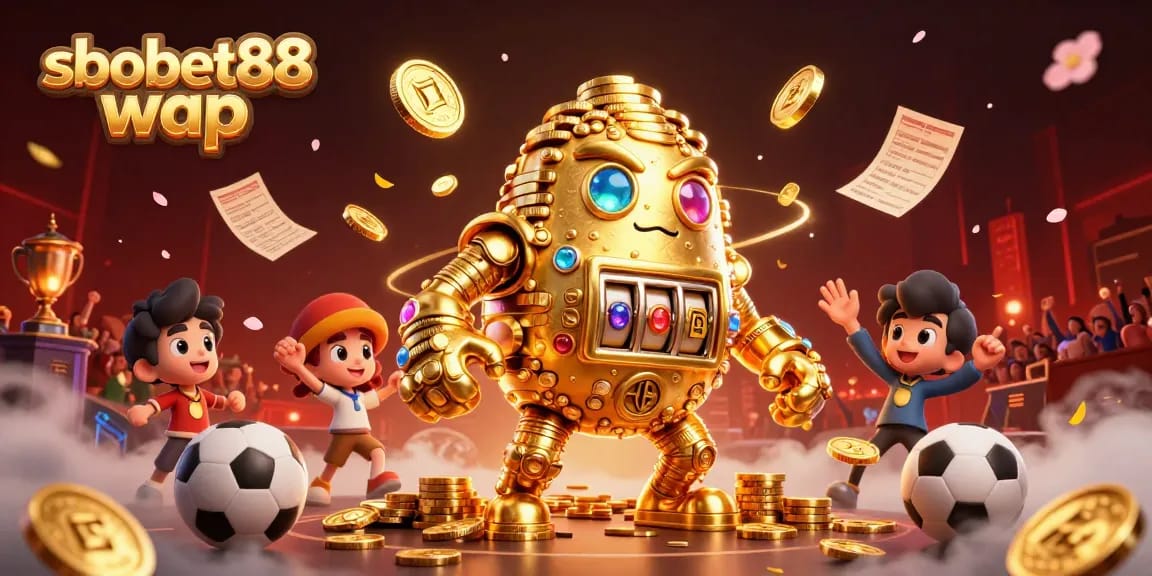 Engage with sbobet88 wap and experience dynamic sports betting action featuring a golden golem and vibrant elements.