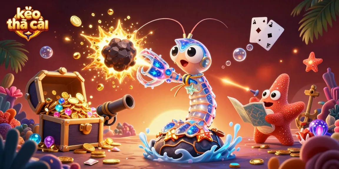 Experience thrilling kèo nhà cái action with the samurai mantis shrimp amidst exploding gems and vibrant sea elements.