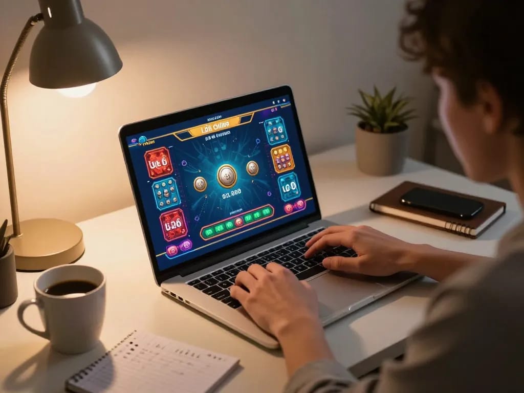 Lô đề online betting experience at home, engaging with colorful game interfaces and strategy notes.