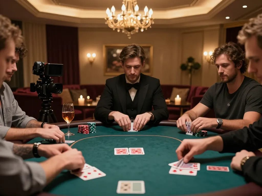 Experience high-stakes poker action at tg88's luxurious VIP gaming room with focused players.