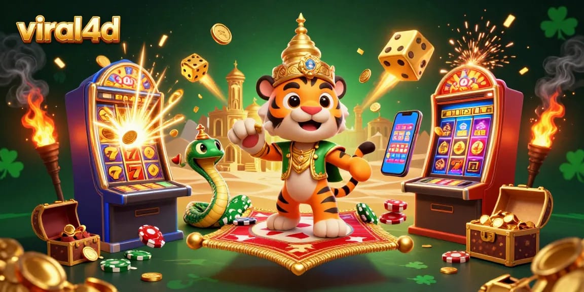 Spin the reels with viral4d's cartoon sultan, jackpot explosions, and colorful casino themes.