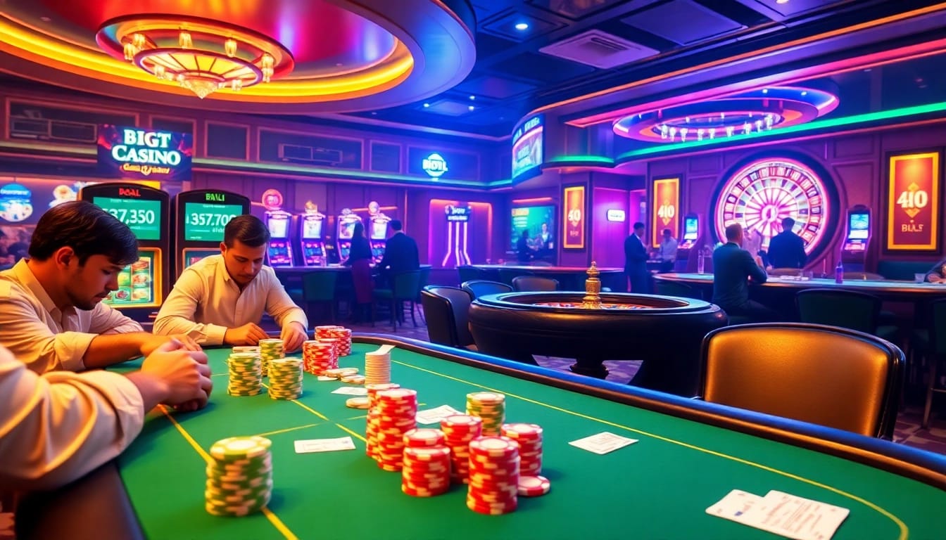 Engaging BDJL online casino scene featuring a vibrant poker table and excited players.