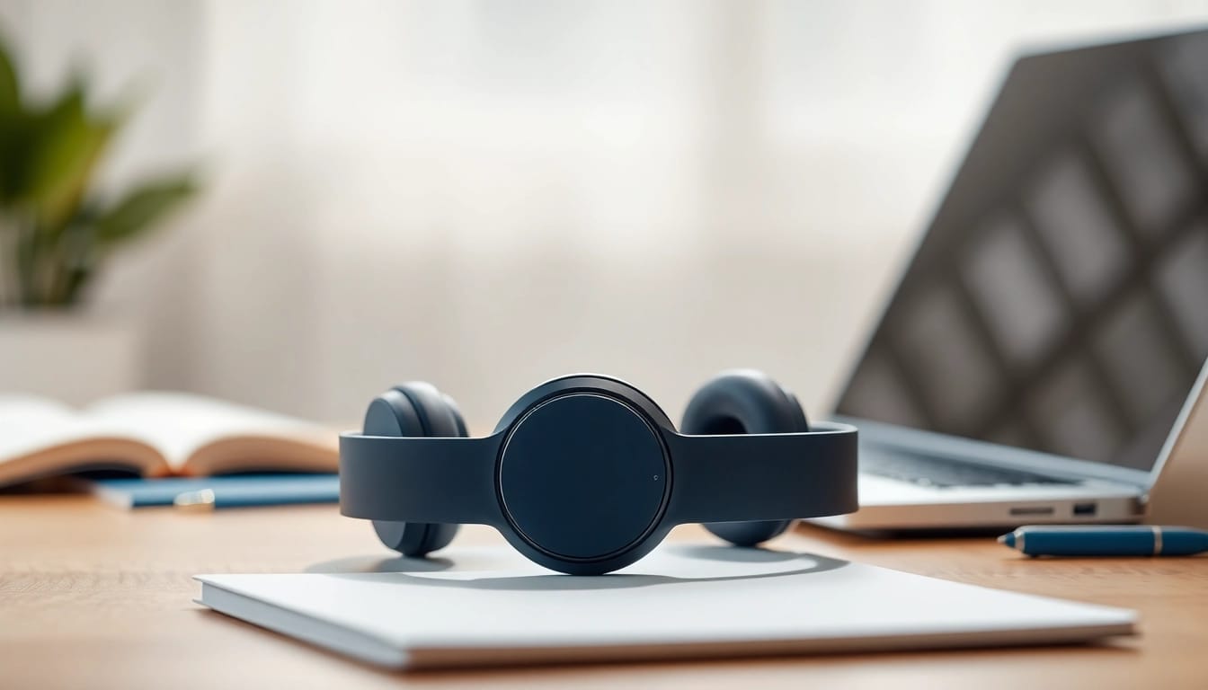 Showcase of Bone X2 Bone Conduction Headphones on a desk, highlighting their sleek design and advanced features.