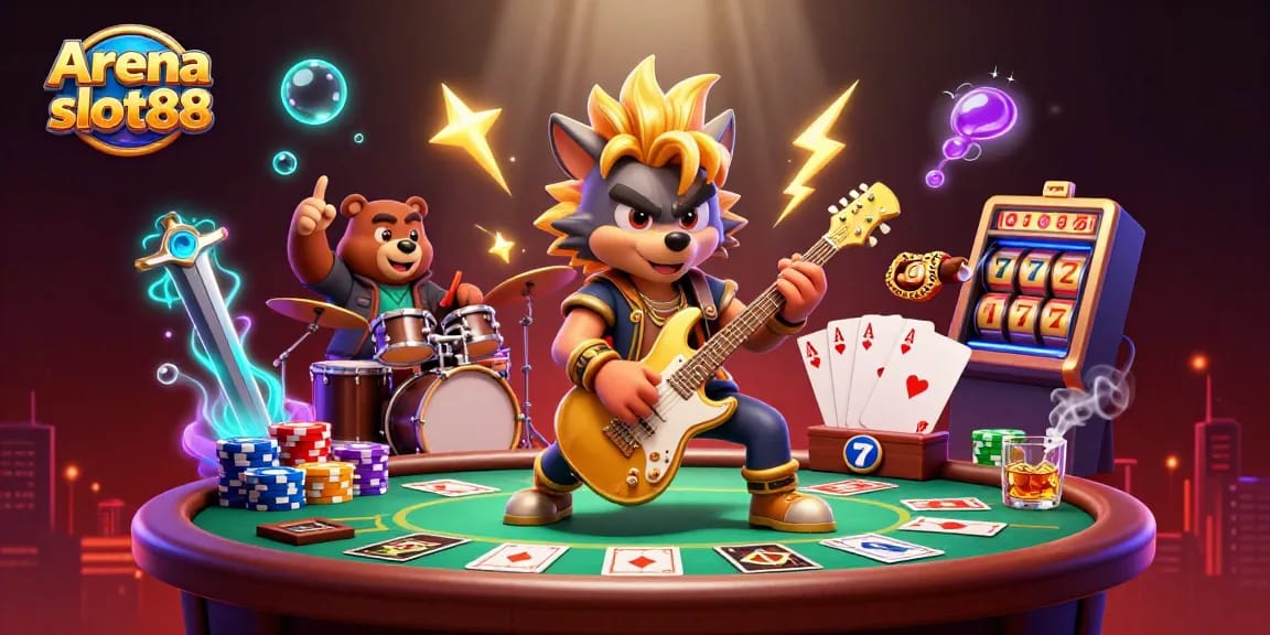 Menangkan jackpot di Arena slot88 dalam ilustrasi kasino penuh aksi.