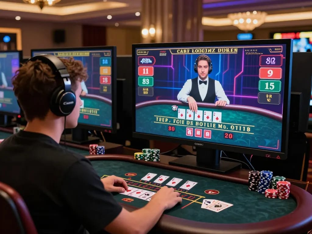 Engaging online baccarat gaming experience showcasing player focused on stylish digital casino atmosphere.