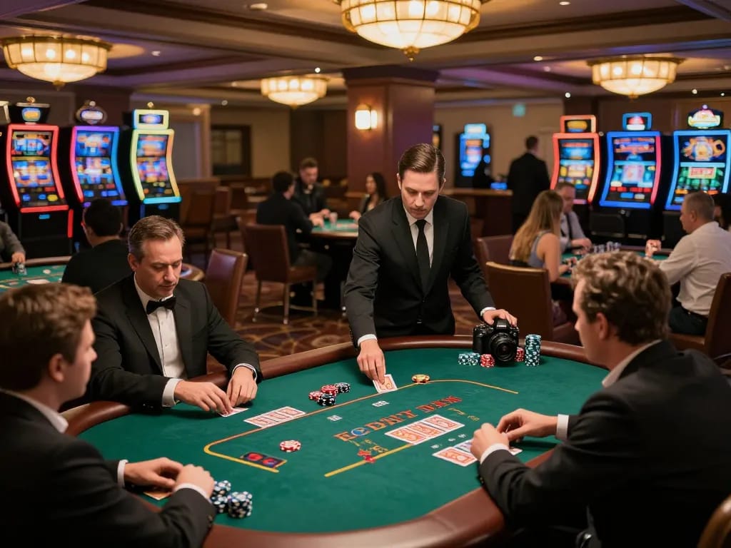 MM88 players enjoying real blackjack games at a luxury casino environment with vibrant atmosphere.