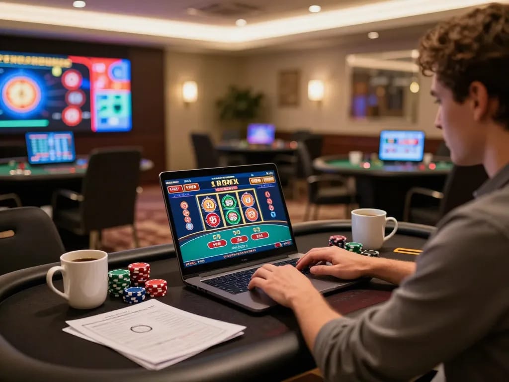 Engaging in online poker and slot games on okwin with a cozy setup.