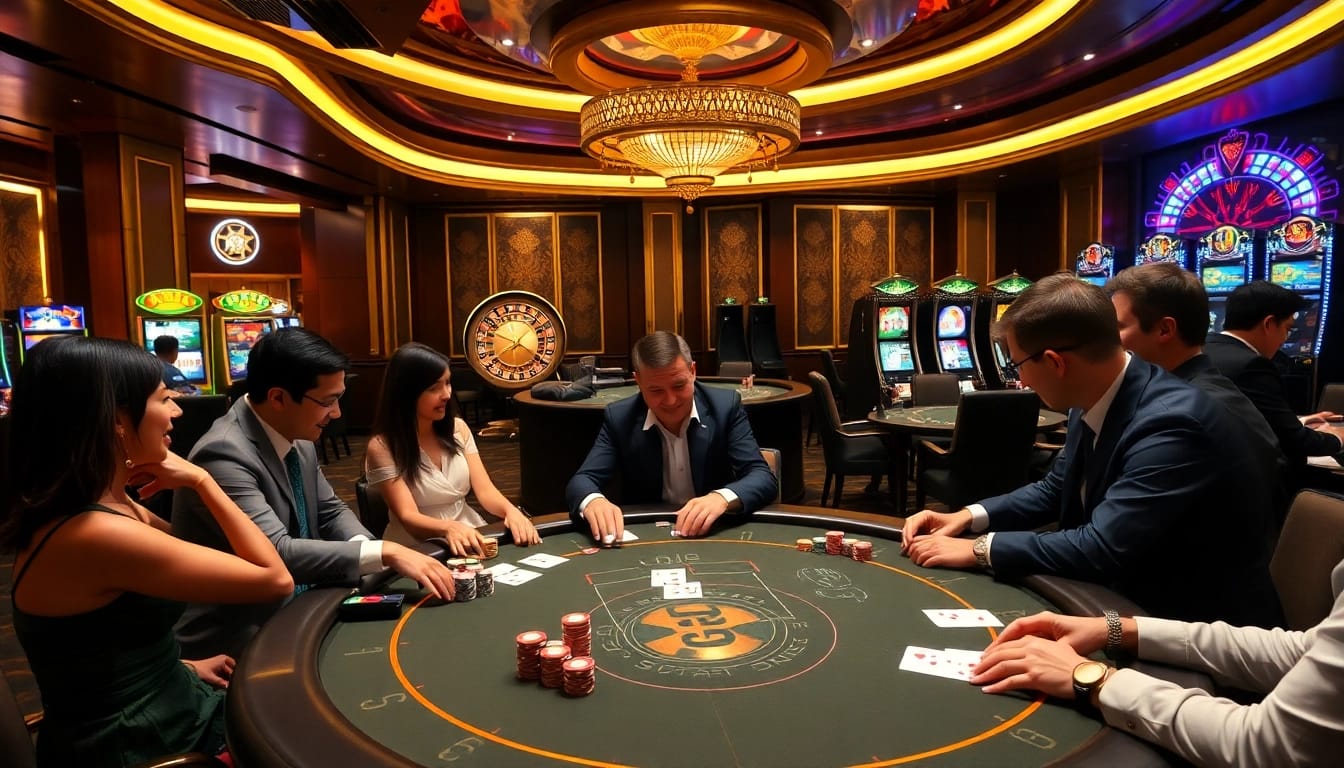 Excited players at the casino table enjoy games from https://luck882.co.com/ with vibrant elements and thrilling stakes.