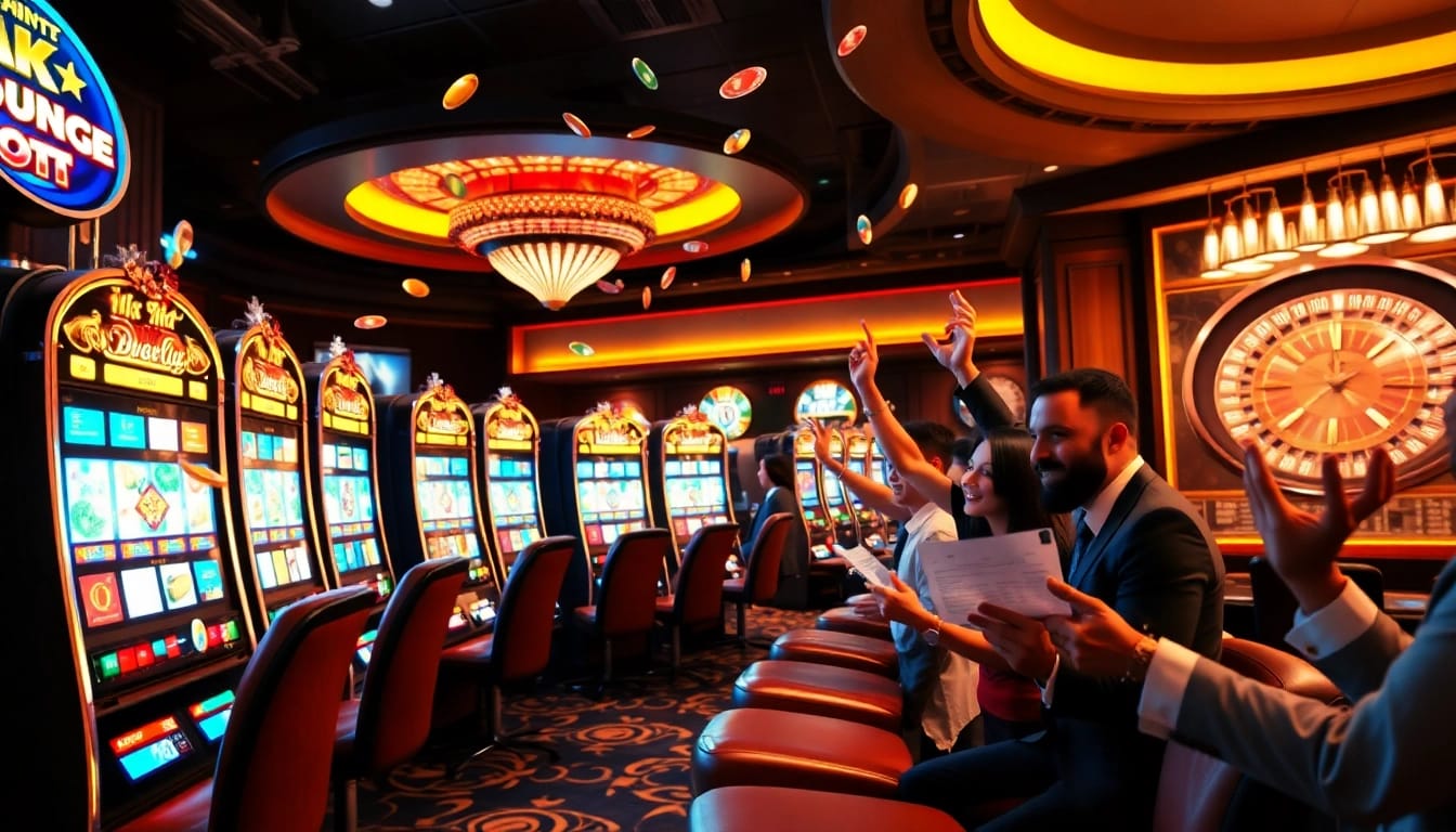 Players enjoying engaging pragmatic slot games in a luxurious casino environment.