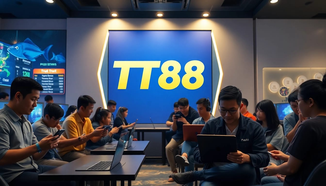 Engaged players enjoying various games at TT88, showcasing a vibrant and modern online gaming atmosphere.