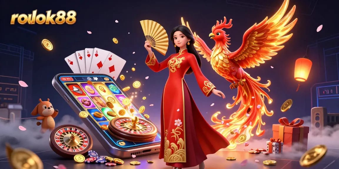 Experience the excitement of gambling with rokok88 as vibrant cherry blossoms and golden coins surround thrilling game elements.