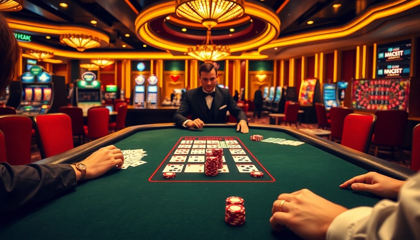 Experience thrilling gameplay at 28BET casino with vibrant blackjack and roulette scenes.
