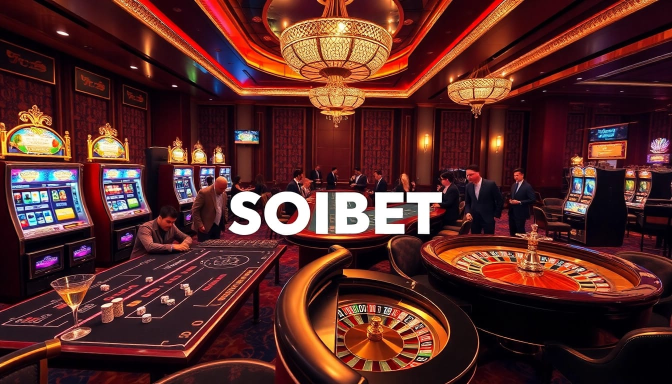 Experience the excitement of SOIBET at a luxurious casino table with eager players engaged in thrilling gameplay.