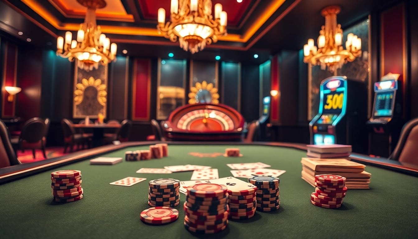 Engaging gamblers at the luxurious nhà cái thabet poker table with high stakes.