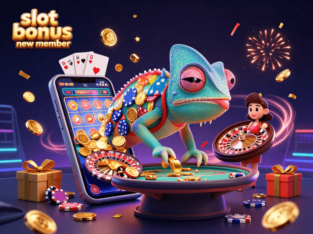 Engage with exciting slot bonus new member opportunities amidst vibrant casino elements.
