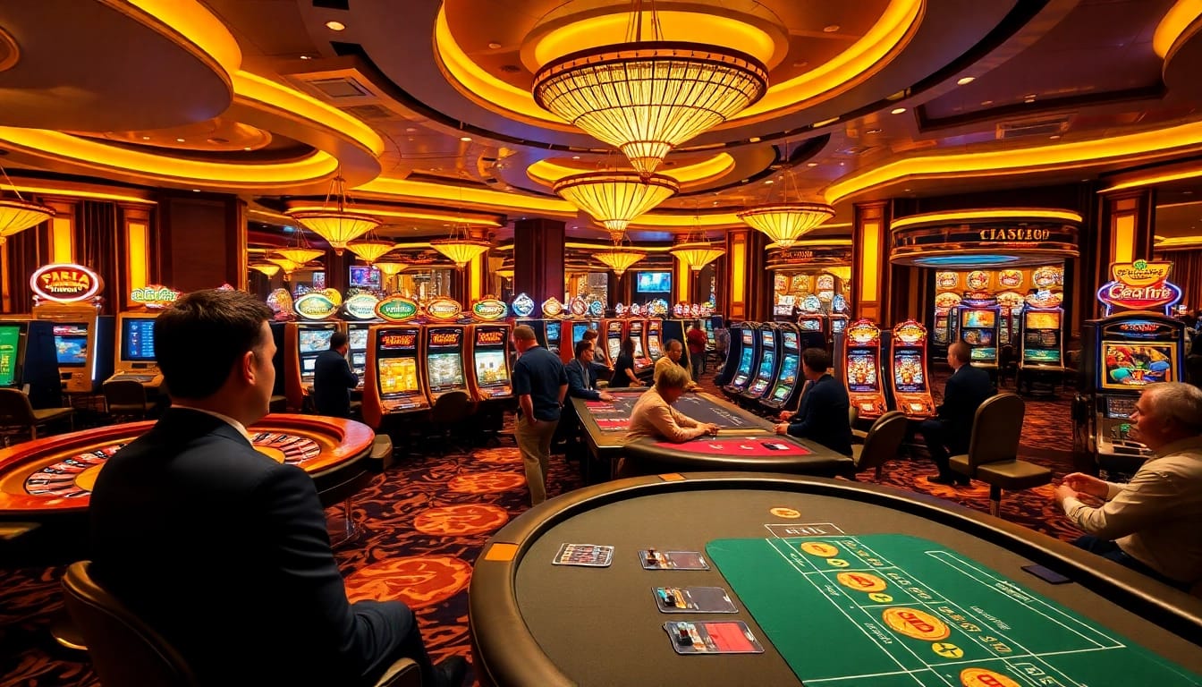 Exciting gaming atmosphere at XX88.pizza featuring vibrant casino tables and enthusiastic players.