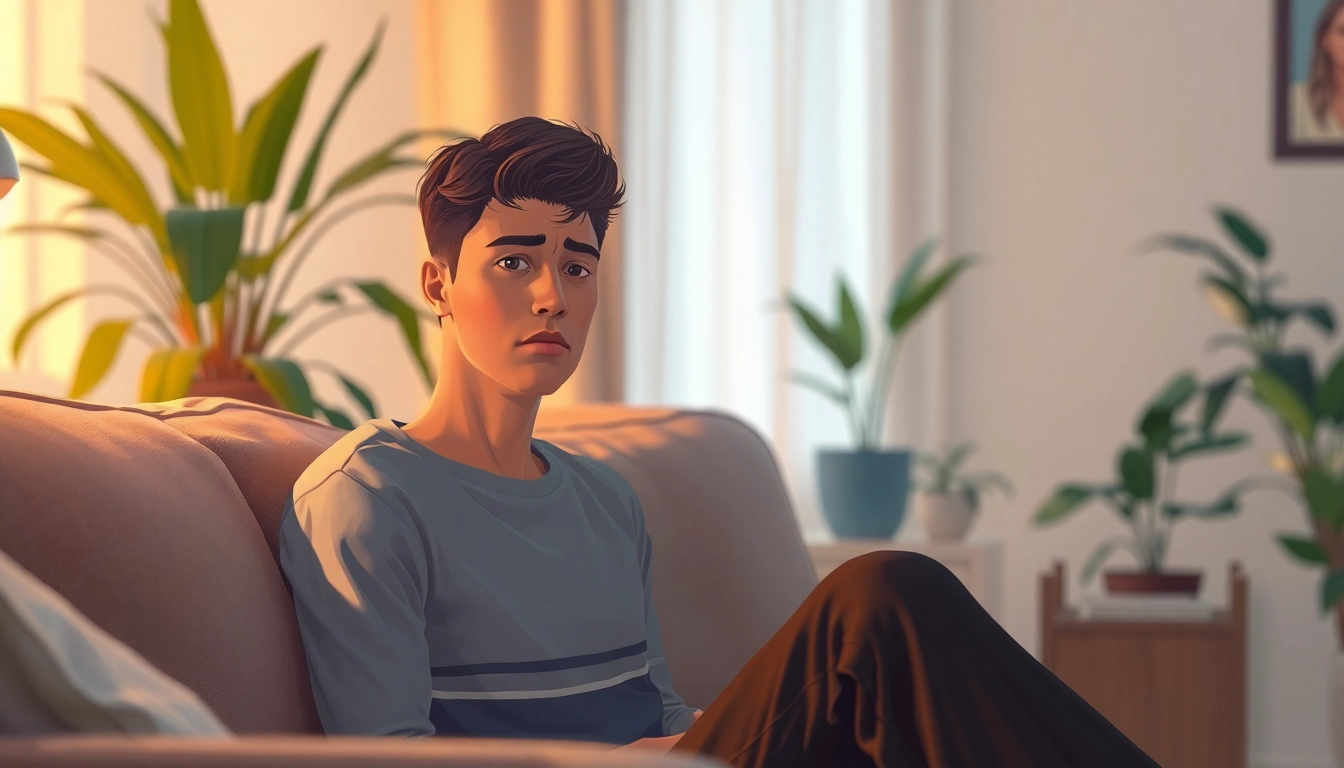 Understanding depression symptoms through the depiction of a contemplative individual in a serene setting.