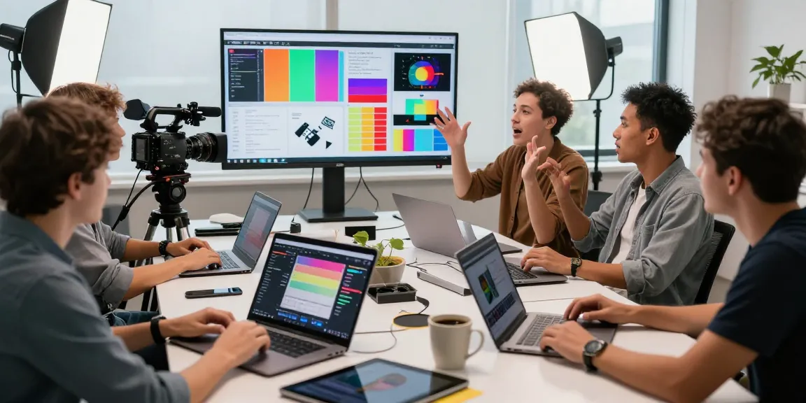 Seedance 2.0 video creators collaborating in an innovative production studio with advanced technology.
