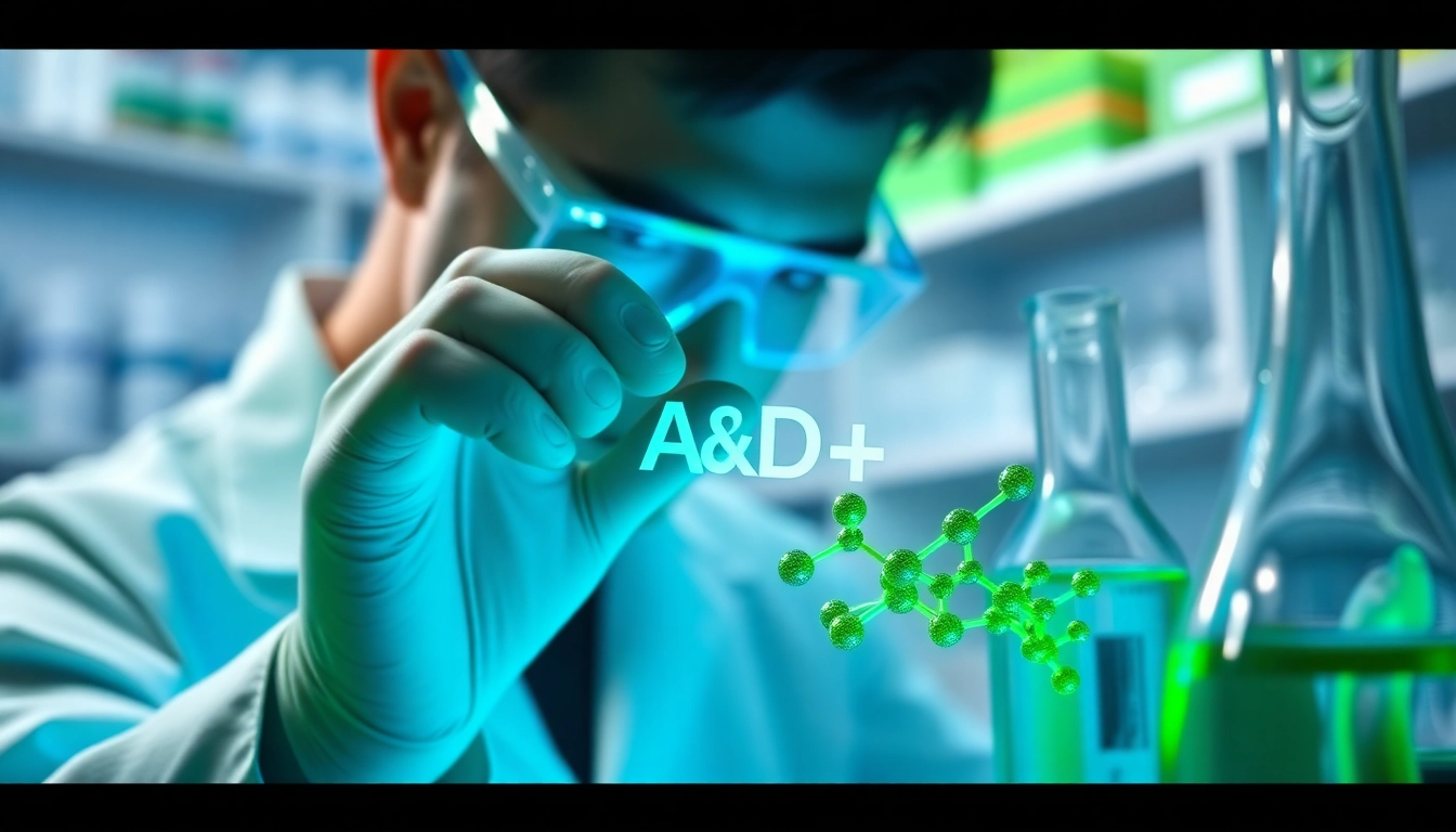 NAD+ analysis by a scientist with lab equipment in a bright research environment.