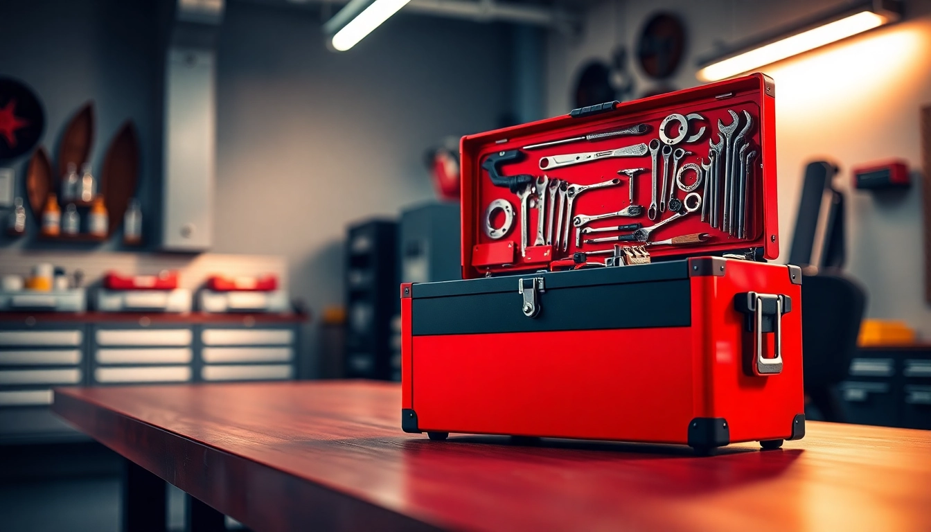 Organize your tools effectively with the Facom toolbox featuring sturdy design and vibrant colors.