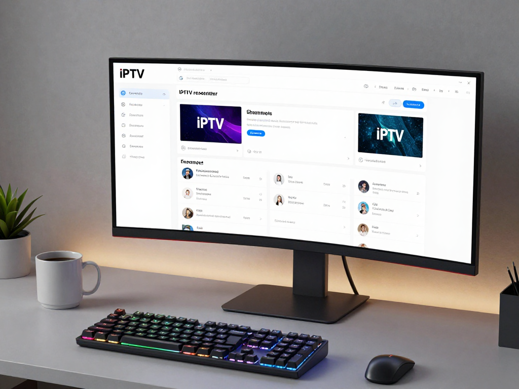 "Iptv reseller dashboard showcasing advanced analytics and cloud integration in a modern tech workspace."