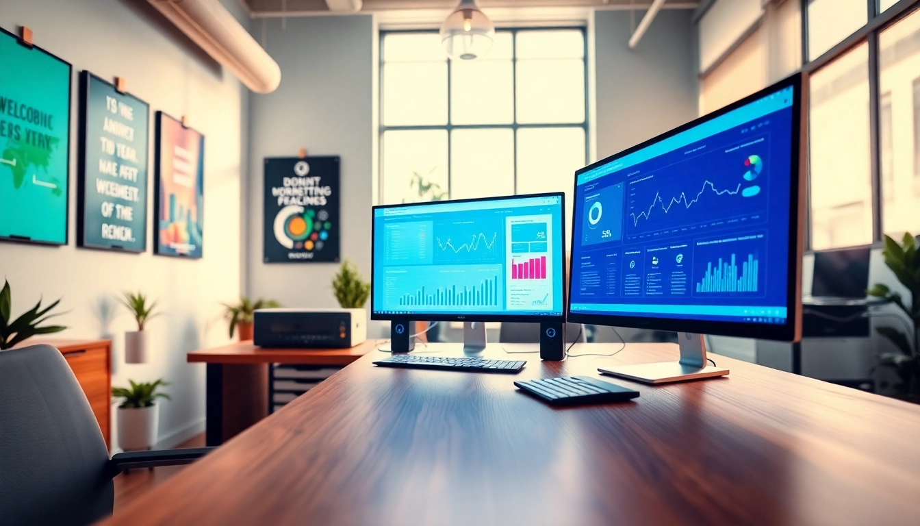 Brightet's professional workspace showcases digital marketing tools and vibrant analytics.