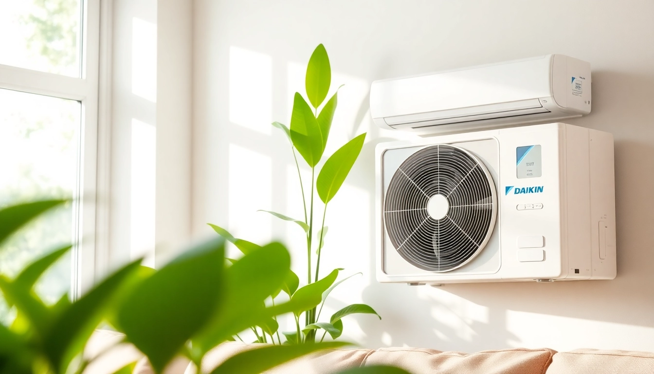 Install daikin mini split ac in a stylish home setting with bright natural light.