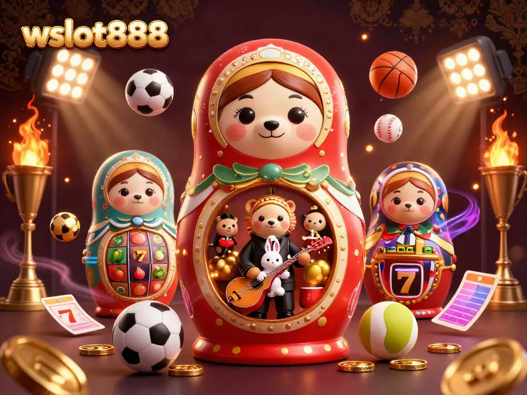 Permainan slot dengan tema wslot888 menampilkan beruang serta elemen kasino yang meriah.