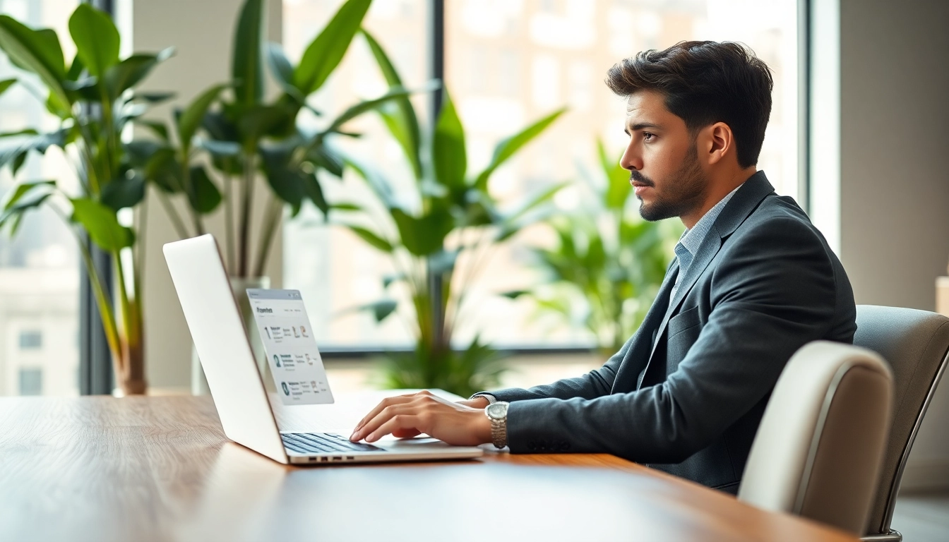 Find my true calling through reflection in a bright office, showcasing thoughtful career contemplation.
