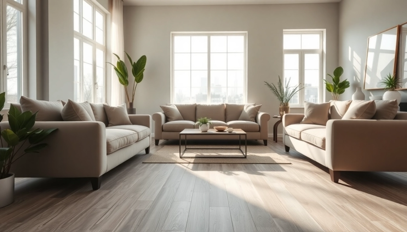 Transform your space with elegant vinyl flooring installed in a modern living room.