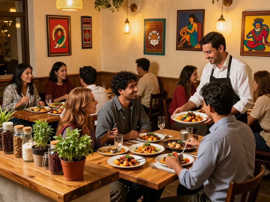 Experience the vibrant atmosphere at POKERSERI restaurant with delicious meals and a friendly ambiance.