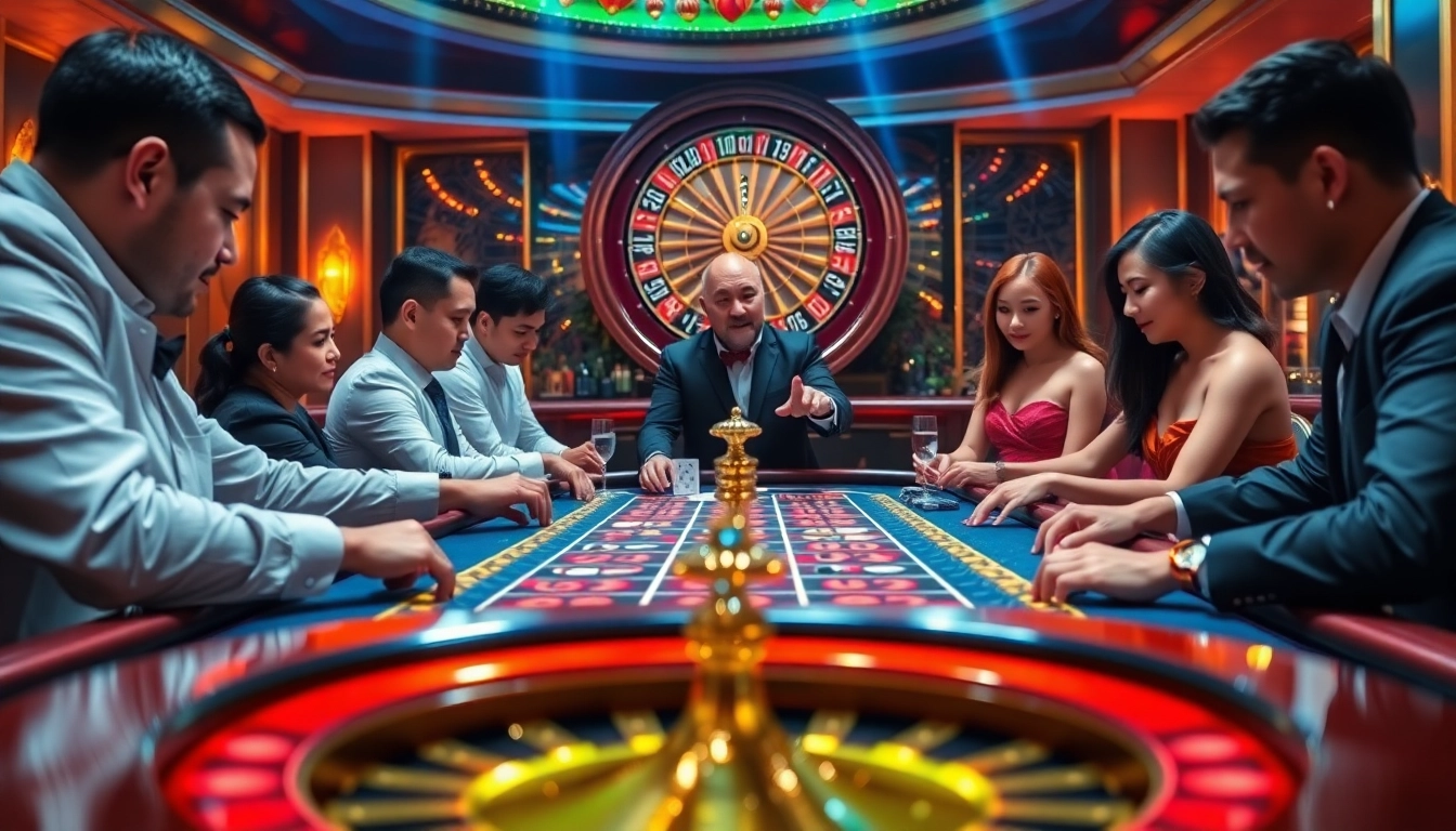 Petaruh memasang taruhan pada Utama4D Togel di meja kasino yang berwarna-warni.