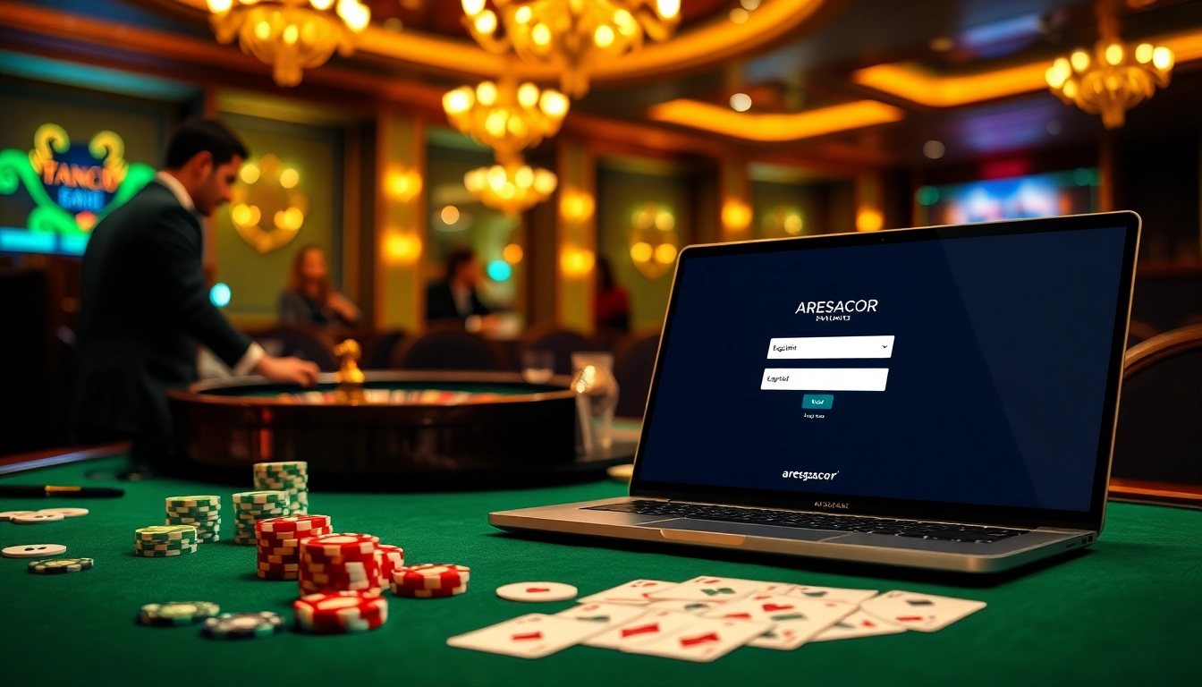 Experience winning at link aresgacor with exciting online gambling visuals featuring poker chips and roulette.