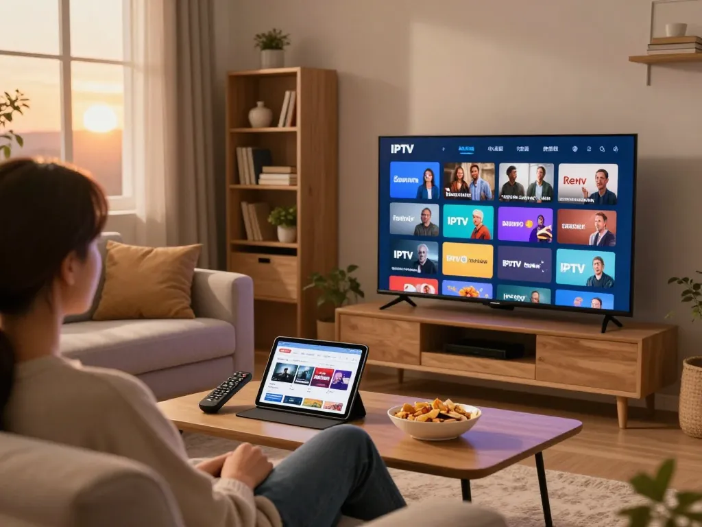 Ontdek IPTV kopen op een smart TV terwijl je thuis ontspant, en geniet van gezellige entertainment.