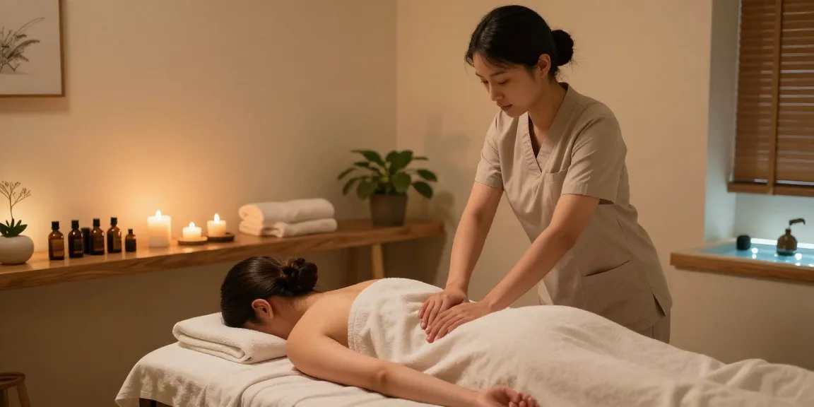 마사지 치료를 받는 고객과 전문 치료사의 편안한 분위기