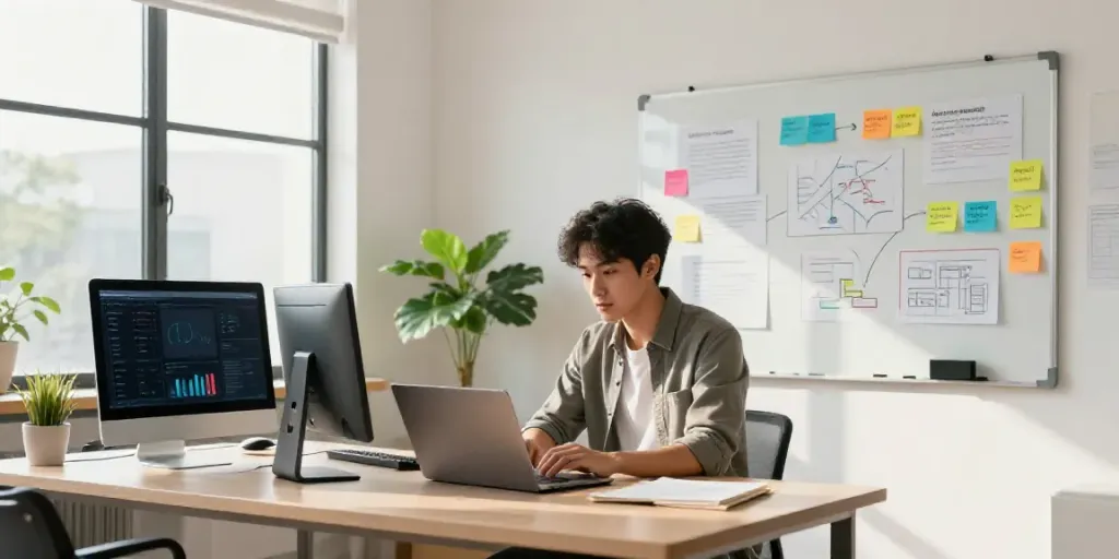 Creating product benefit statements with AI using a modern marketing workspace.