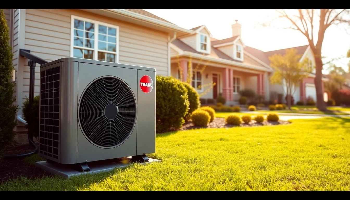 Install modern trane heat pump in a home setting to optimize energy efficiency.