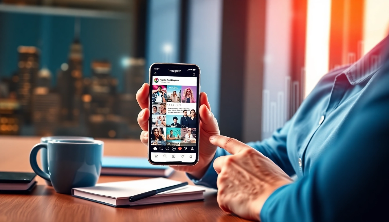 インスタ フォロワー購入 おすすめを強調した、魅力的なスマートフォンの前でのインフルエンサーの姿。