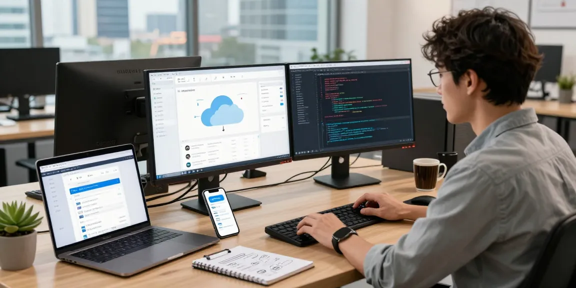 Escena de un especialista en web hosting en México analizando el rendimiento del servidor en un entorno moderno.
