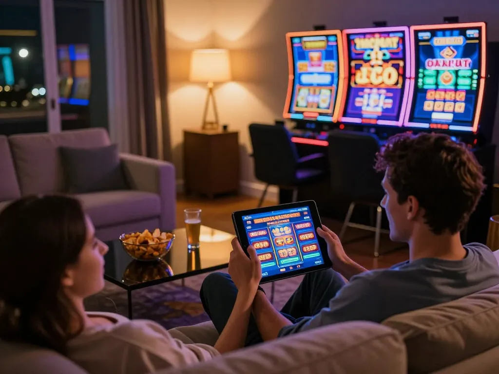 Person engaging with thabet online casino on a tablet, creating an immersive gaming experience.