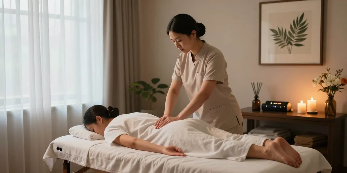 마사지로 편안한 휴식을 취하는 모습의 마사지 룸