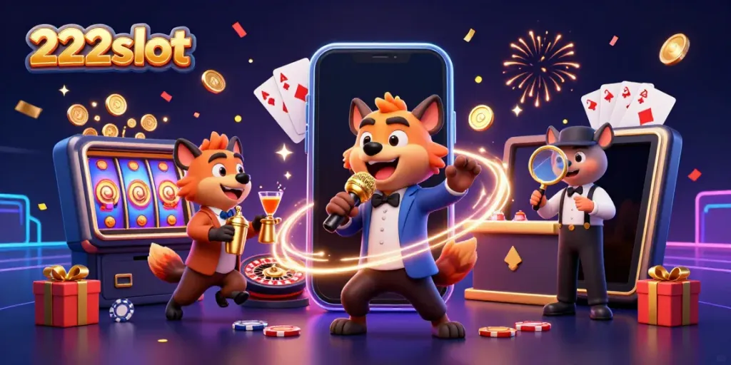 Pengalaman bermain seru di 222slot dengan hyena konyol dalam suasana kasino.