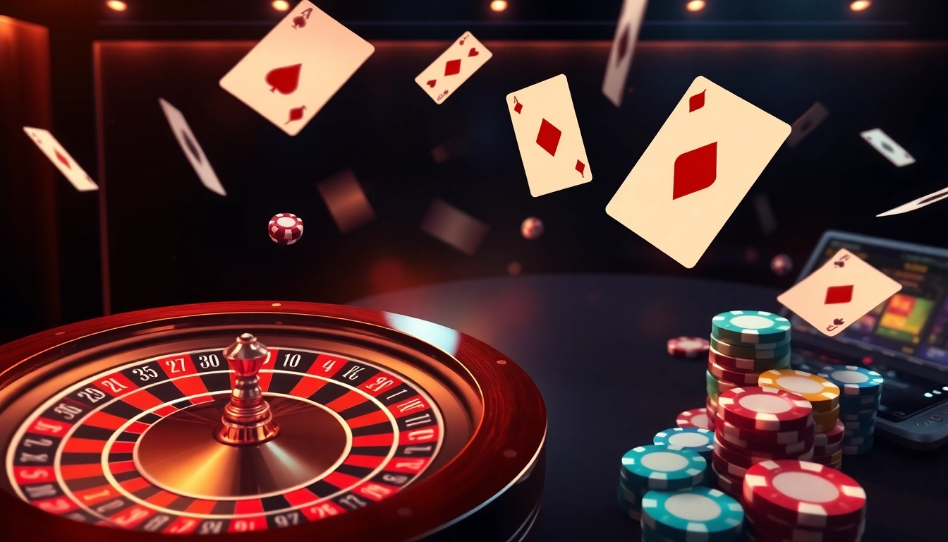 Participez à des moments palpitants dans un casino en ligne vibrant avec des éléments animés de roulette et de poker.