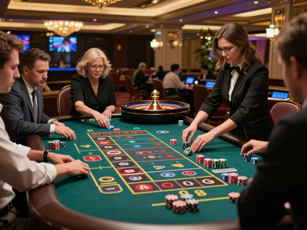 Players placing bets at a roulette table featuring SHBET88, emphasizing vibrant colors and casino excitement.